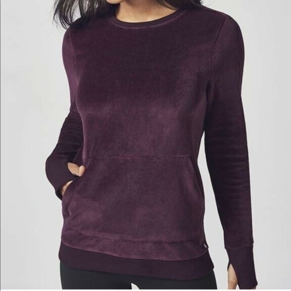NWT! Fabletics Purple Velour Tunic Sweatshirt Size Med 6-8. Free Ship!